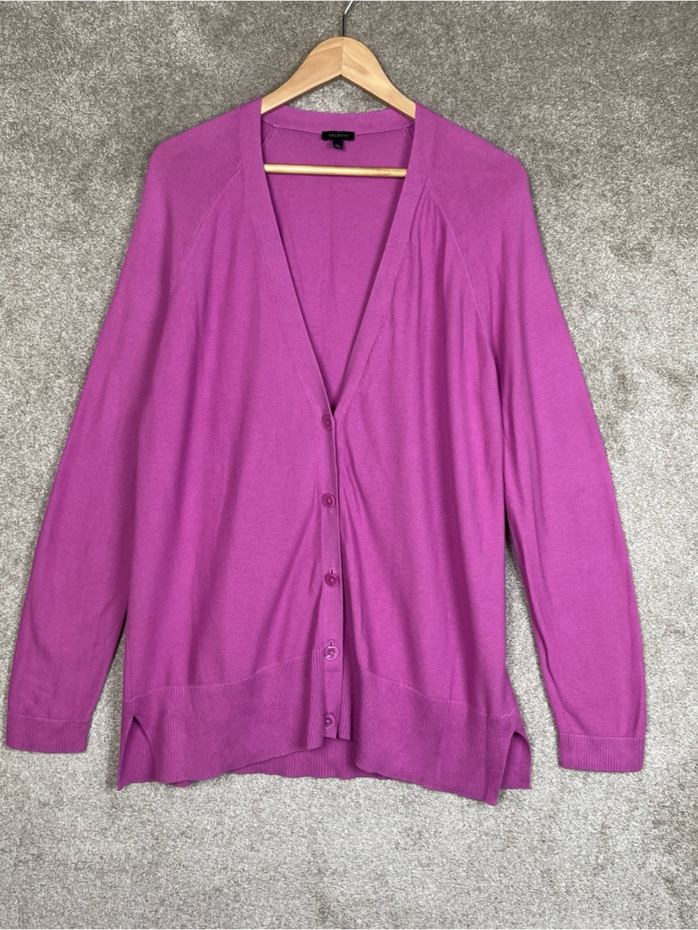 Talbots Cardigan Womens Large Cotton Blend V Neck Button Long Sleeve- 4825